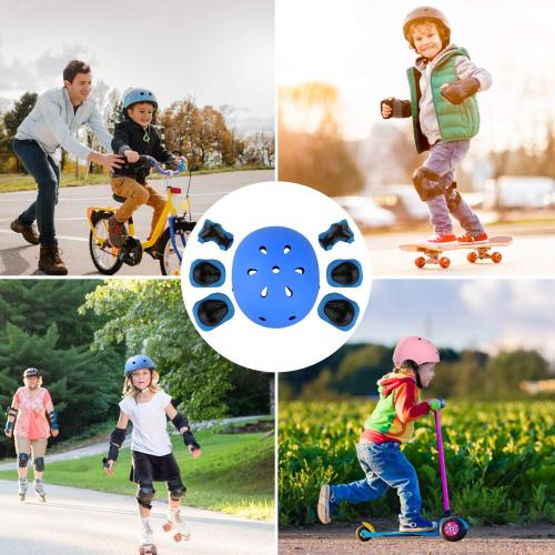 WayEee Kids Bike Helmet Set Skateboard Knee Pads, Helmet Pad Set Protective Gear Set Adjustable for Girls Kids 3-14 Helmet Elbow Pads Wrist Guards for Sport Cycling Bike Roller Skating Scooter