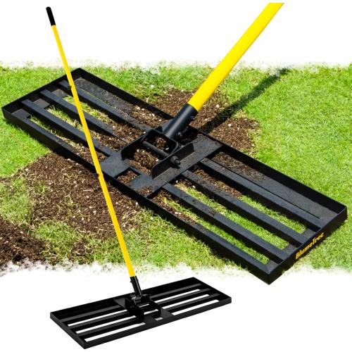Lawn Leveling Rake, 30x10 Heavy Duty Sand Leveling Tool with 7FT Long Handle, Steel Golf Rake for Soil, Compost, Gravel, Lawn Leveler for Yard, Garden, Golf Course, Landscaping Level Tool