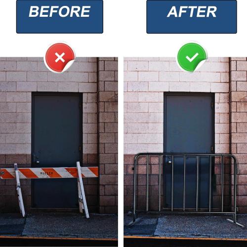 2-Pack Steel Crowd Control Barrier, Light Duty 5FT Interlocking Safety Barricade, 16GA Galvanized Steel Queue Barrier, Assembly Needed for Pedestrian Traffic & Construction Barricade（Black）