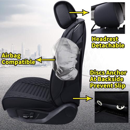 Black Aierxuan 5 Car Seat Covers Full Set Waterproof Leather Universal Fit Nissan Honda Civic CRV Hrv Kia Sorento Toyota Corolla 4Runner Camry Hyundai Jeep Ford Focus Edge Mazda (Full Set, Black)