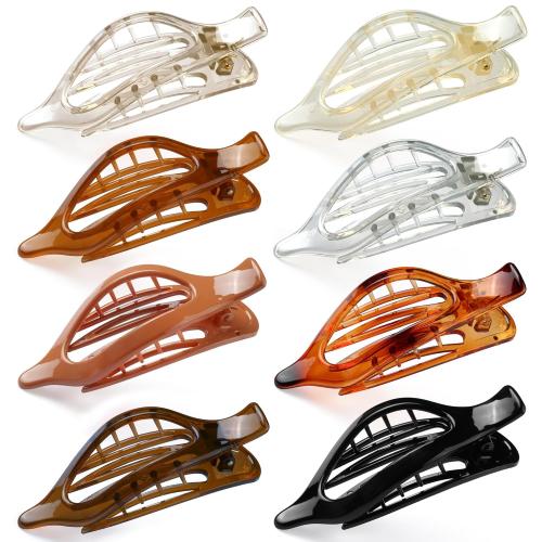 Flat Hair Clips for Women, 8 Pack French Concord Claw Clips for Thick Thin Curly Hair, Strong Hold No Slip Grip Hair Claw Clips (Black, Light Grey, Brown, Khaki)