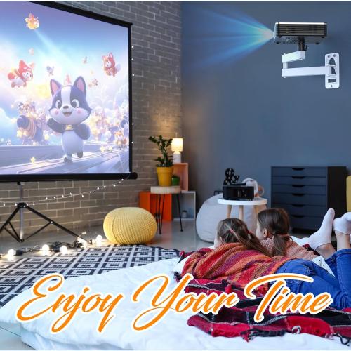Universal White Projector Mount, Foldable, Adjustable Tilt & Swivel, 360Adjustable, Wall Mount, Supports Projectors Up to 6.6 lbs
