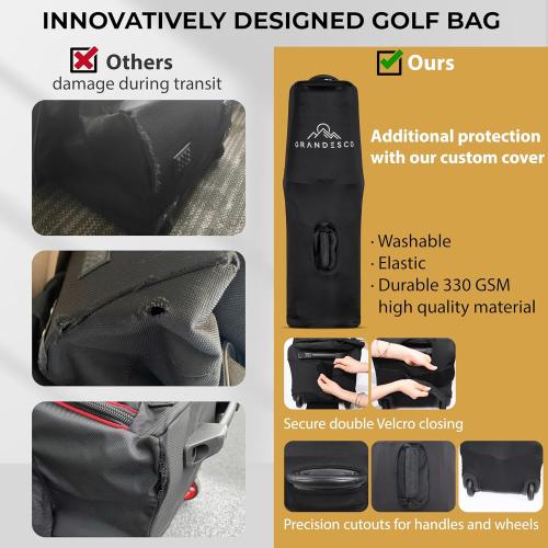 Hard Case Top 1680D Heavy Duty Oxford Fabric Travel Bag for Airlines with Wheels – Includes Custom Cover, Support Rod and TSA Lock. Excellent Protection, Foldable, Lightweight and Durable