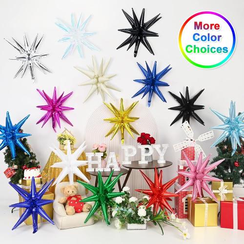 9Pcs Dark Purple Star Balloons, Large Explosion Star Foil Balloons, Metallic Purple Mylar Spike Balloon for Birthday Wedding Anniversary New Year Christmas Graduation Party,3 Pcs 27Inch & 6 Pcs 22Inch
