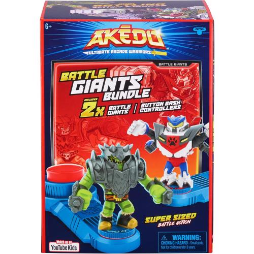 Akedo - Ultimate Arcade Warriors Battle Giants Versus Pack - Scratch-Atron VS Tonk - Mini Battling Action Figures Ready, Fight, Split Strike