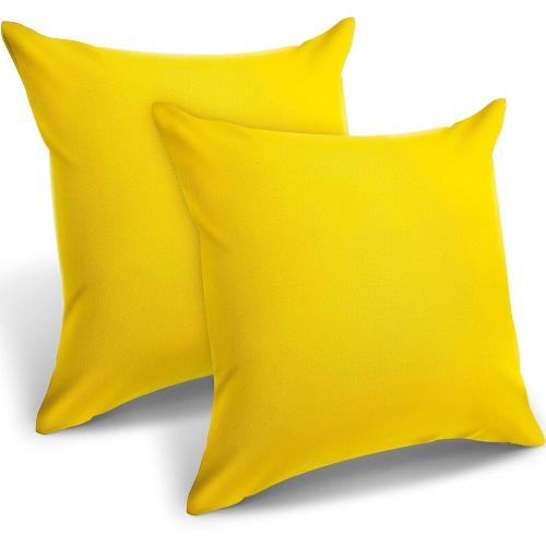 Patelai 2 Pack 18x18 Inch Waterproof Outdoor Throw Pillow Covers - PU Coated, Fade Resistant Summer Decor for Patio, Porch, Pool, Garden Furniture(Yellow)
