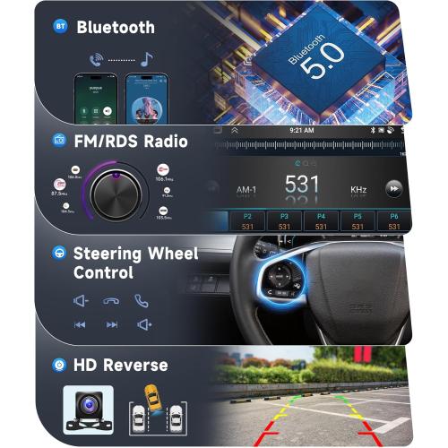 [8 CORE 2G 64G] Car Radio for Chrysler PT Cruiser 2006-2010 with Wireless Carplay/Android Auto, 9 Inch Android 13 IPS Touch Screen Car Stereo, Bluetooth, GPS Navi, WiFi, SWC, DSP   Backup Camera