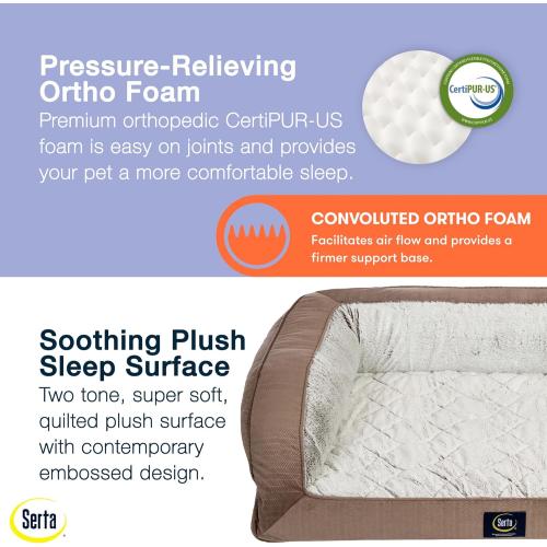 Serta Orthopedic Quilted Couch Dog Bed for Pets – Chocolate Brown (X-Large)