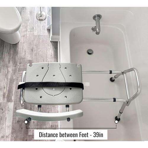 DMI Tub Transfer Bench and Shower Chair with Non Slip Aluminum Body, FSA Eligible, Adjustable Seat Height and Cut Out Access, Holds Weight up to 400 Lbs, Bath and Shower Safety, Transfer Bench