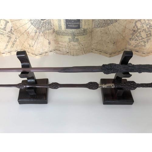 Nangopop Wizard Wand Stand Display - 2 Tiered Wood Magic Wand Holder for Table Display, Holds Two Wands
