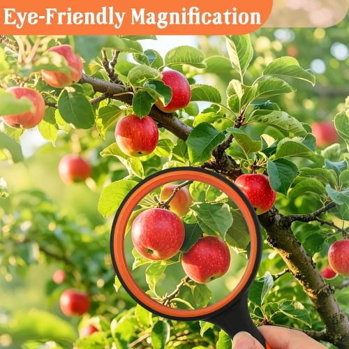 Ykimok Magnifying Glass, 10X 75mm Organic Glass Lens Handheld Magnifier with Silicone Handle for Reading and Inspection