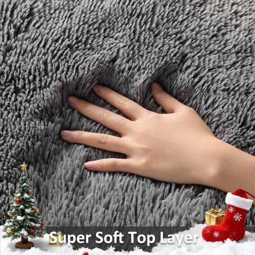 Area Rugs for Living Room, Upgrade Non-Slip Fluffy Soft Large Shag Bedroom Carpet, Grey Big Indoor Thick Nursery Rug, Gray Carpets for Boy and Girls Room Dorm Home Decor Aesthetic