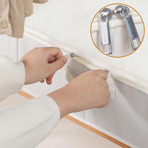 2 Pack- Beige- 23.6 x 11.8 x 5.9 Inch Under the Bed Storage Bins, Closet Organizers with Reinforced Handles for Blanket, Sheets, Pillows, Towels, Shoes
