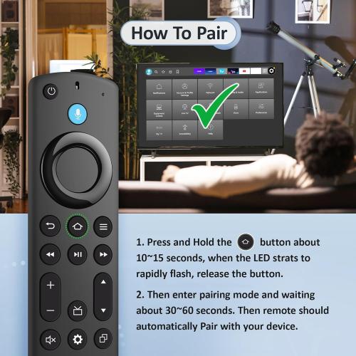 Replacement Voice Remote Control for All Insignia Fire-Series TV Remote, Fit for TV Cube/Stick 4K Max/Stick 4K(1st/2nd Gen), Stick (2nd/3rd Gen)/Lite/HD, Fit for Hisense, Toshiba/Pioneer Smart TVs