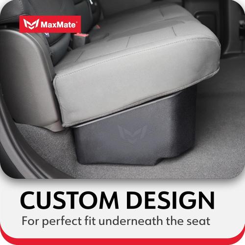 MaxMate Underseat Storage Box Compatible with 2019-2025 Chevy Silverado GMC Sierra 1500; 2020-2025 2500 3500HD Double & Crew Cab, Black Rear Under Seat Extra Cargo Store Organizer | CB5C2278MX