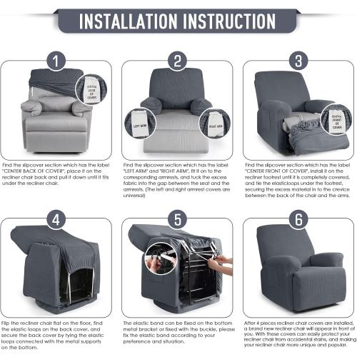 Recliner Cover  Recliner Stretch Sofa Slipcover, Recliner Cover 1 Seat, Couch Protector Soft, Furniture Protector Covers with Elastic,Chair Covers Jacquard Pattern (Grey)