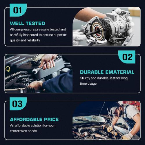 Air Conditioning A/C Compressor with Clutch Fits for Chrysler 200 2.4L 2011-2014, Sebring 2.4L 2007-2010, for Dodge Avenger 2.4 2008-2014, Journey 2.4 2009-2020, CO 11267C, Without Rear A/C