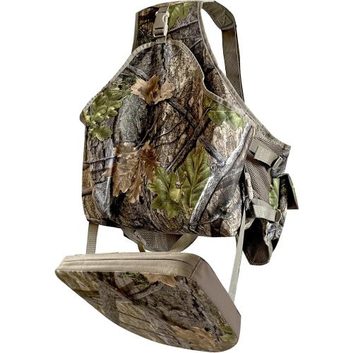 AUSCAMOTEK Camouflage Hunting Vest with Detachable Seat Cushion for Turkey Dove and Upland Bird Hunting
