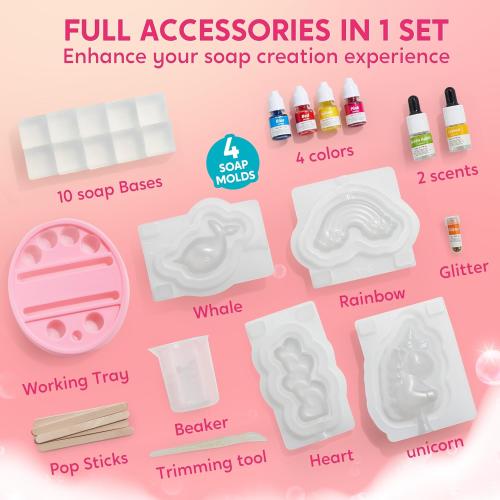 Klever Kits Unicorn Soap Making Kit- 4 Molds Girl Crafts DIY Project, Unicorn Girl Gifts, Kids Birthday Gift for Aged 6 , Science STEM Activity Teenage Gifts for Toddler Ages 6 7 8 9 10 11 12