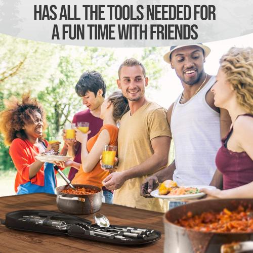 Camp Cooking Utensils | 11 Piece Camping Kitchen | RV Cookware Kit | Travel Grill Set | BBQ Accessories & Essentials for Camper