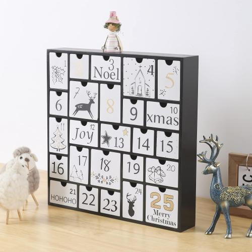 SUNGIFT Christmas Wooden Advent Calendar Boxes with 25 Drawers and Numbers to Fill 2025, DIY Countdown Advent Calendar Decoration Xmas Gift for Kids, Adults, Family, Friends