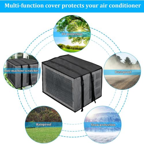 Luxiv Newest Design Mesh Window Air Conditioner Cover Outdoor, Support Window AC Unit Work Use for Outside Window AC Insulation Black Dust-Proof Waterproof Cover (Black, 17Wx12Dx13H)