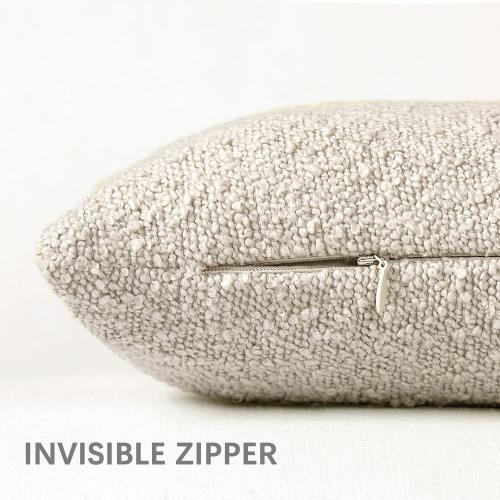 Boucle Decorative Throw Pillow Covers for Couch Set of 2, 16x16 inches, Beige
