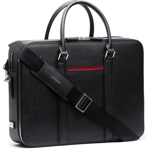 Maverick & Co. Manhattan Double-Zip Leather Laptop Bag – 16” Briefcase for Men, Stylish Business Travel & Work Bag, Durable