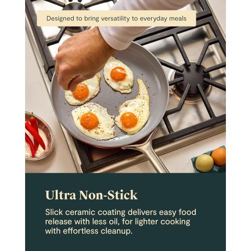 Caraway Nonstick Ceramic Frying Pan (2.7 qt, 10.5) - Non Toxic, PTFE & PFOA Free - Oven Safe & Compatible with All Stovetops (Gas, Electric & Induction) - White