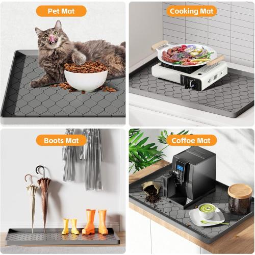 Size 28x22 Color Grey Silicone Under Sink Mat 28 x 22, Kitchen Essentials and Gadgets, Shelf Liner and Cabinet Protector, Home Organizers and Storage, Waterproof Bathroom Tray
