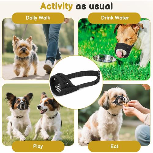 Mayerzon Mesh Muzzle for Short Snout and Small Dogs Anti-Biting, Focus on Brachycephalic Dogs like Chihuahua Yorkshire Maltese, Breathable Fabric, Opening Front, Allow Panting, for Grooming Vet Visits