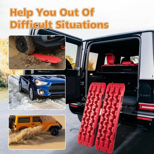 Size 41 Color Red  Recovery Traction Boards, Offroad Tracks Board, Traction Tire Ladder, 4WD Traction Mats for Sand, Mud & Snow, Snow Chains(41in-Red)