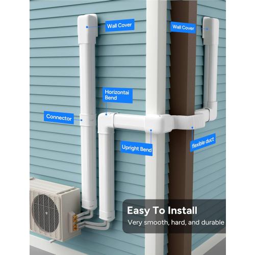 4'' 18.0 Ft Mini Split Line Set Cover Kit for Minisplit Ductless Linset Air Conditioners and Heat Pumps, Central AC Decorative Upgraded UV-Proof Strong & Durability PVC Pipe