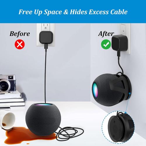 PlusAcc for HomePod Mini Wall Mount - Holder Mount Compatible with Homepod Mini, No Muffled Sound, with Cord Management, Space Saving Accessories for Home Pod Mini (Black)