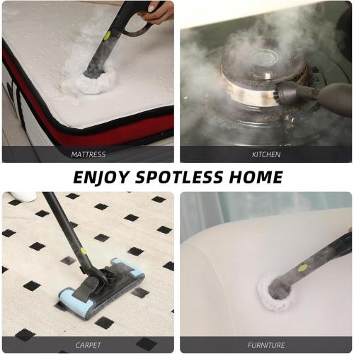 Heavy-Duty Steam Cleaner - 1500W Multipurpose Handheld Floor Steamer with 22 Accessories 16ft Cord for Home, Car Detailing, Tile, Grout, Carpet, Wallpaper, Upholstery, Window, Deep Cleaning