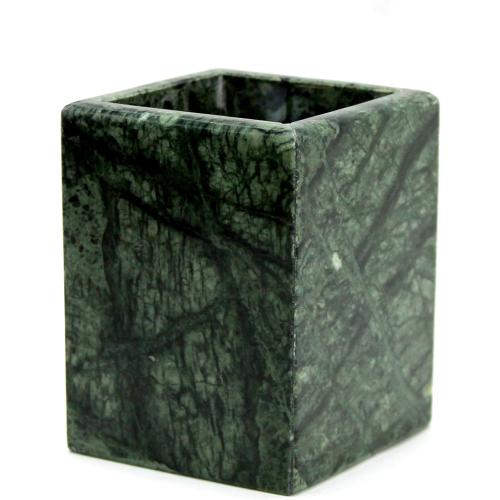 Bathroom Accessory Set Made from Natural Stone - Bath Accessories Set of 4 Includes Soap Dispenser, Toothbrush Holder, Tumbler and Soap Dish (Green)