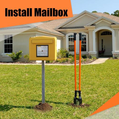 Post Hole Digger, Heavy Duty with Fiberglass Handle, Carbon Steel Blades, 58 Inches, Orange & Black