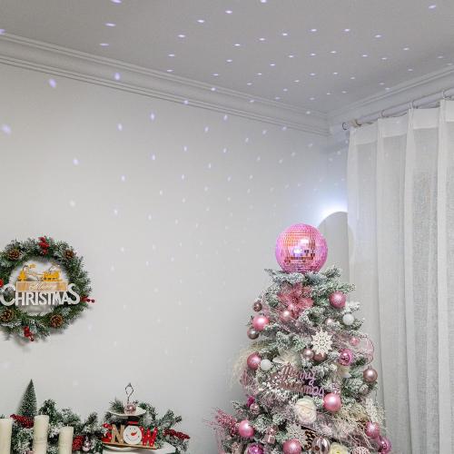 Pink Christmas Tree Topper 6 Inch Mirror Disco Ball Tree Topper, Cool and Fun Disco Ball for Xmas Tree Decorations, Ideal for DJ Club, Party, Wedding and Home Décor
