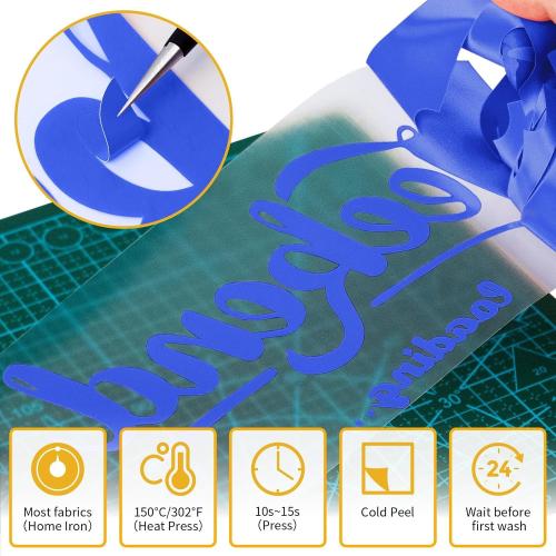 VinylRus Heat Transfer Vinyl-12 x 50ft Royal Blue Iron on Vinyl Roll for Shirts, HTV Vinyl for Silhouette Cameo, Easy to Cut & Weed