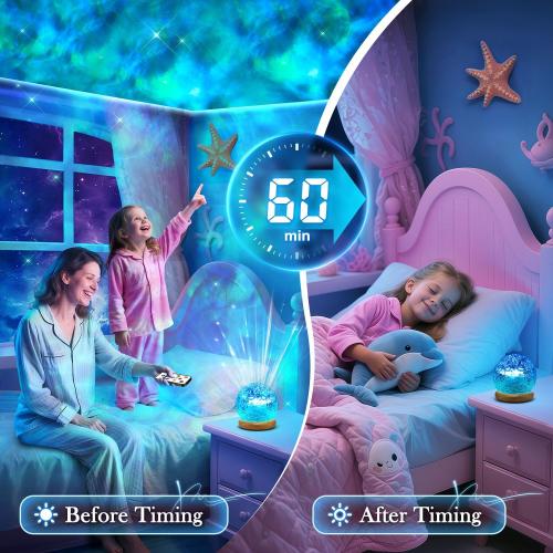 One Fire Ocean Projector for Bedroom,18-Color LED Mood Lighting,Girls Gifts