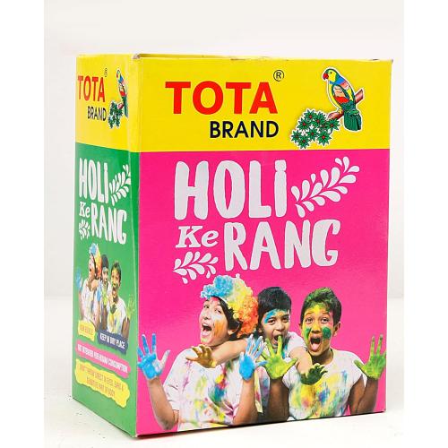 TOTA Holi Ke Rang – 5 Shades of Gulal Holi Colours for Gender Reveal | Red Orange Green Yellow Pink | 100% NonToxic Herbal Holi Color Gift Box – 375 Gm