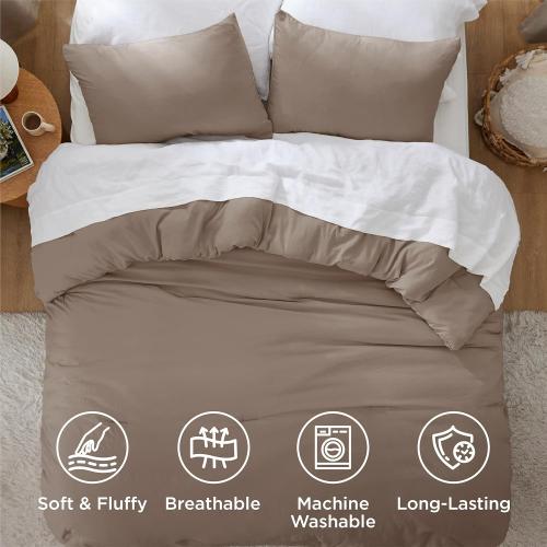 Bedsure King Comforter Set, Brown Soft Prewashed Bedding for All Seasons, 3 Pieces GentleSoft™ Bed Set, 1 Lightweight Comforter (104x90) and 2 Pillowcases (20x36)
