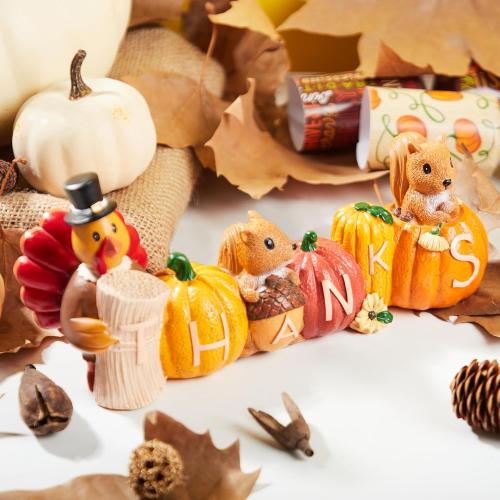 JOYIN Thanksgiving Pumpkin Turkey Tabletop Centerpiece Decor, Resin Turkey Figurines, Thanksgiving Decoration, Fall Harvest Tabletop, Indoor Kitchen, Party Supplies, Autumn Decor