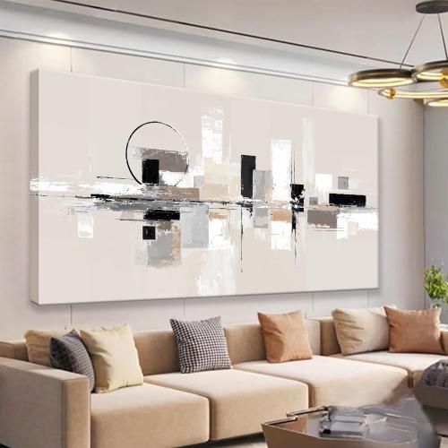 QSQ Abstract Wall Art Black White Wall Art Painting Grey Brown Canvas Art Wall Decor Prints Minimalist Abstract Wall Decor For Living Room Bedroom Kitchen Office Home Decoration 24 × 48
