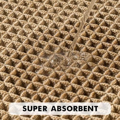 MIULEE Set of 2 Waffle Bathroom Rugs, Boho Bath Rugs Non Slip Washable, Super Absorbent Bath Mats, Ultra Soft Rubber Backed Shower Mats for Bathroom Floor, Tub, Brown, 17x24 18x30