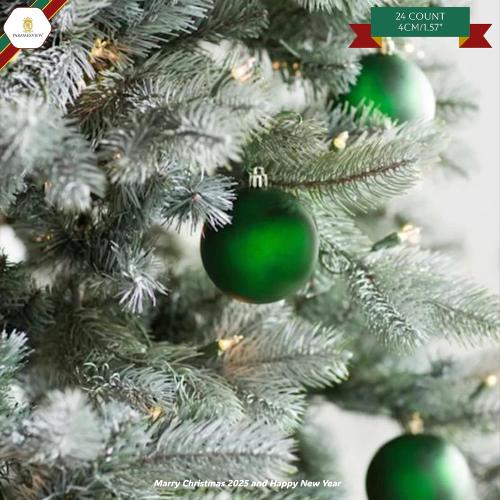 Paramexview®  Christmas Balls Set, 40mm/1.57 inch, Christmas Tree Hanging Shatterproof Ornaments Decoration, Pre-Hooked Hanging Balls, Seasonal Home Decoration for Trees (Green)
