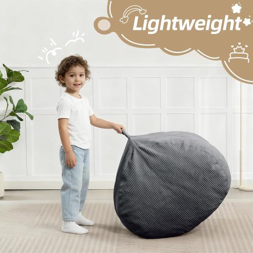Bean Bag Chair with Corduroy Cover for Teens and Kids, Small Comfy Fluffy Floor Chair for Living Room Bedroom