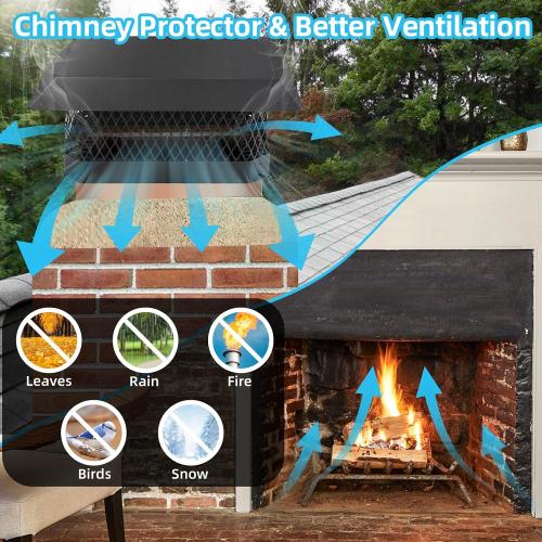 Chimney Cap 9x13 Chimney Cover,Fireplace Chimney Caps for Outside 9x13 | 9x13 Chimney Flue Cap Chimney Rain Cap,Roof Rain Guard Chimney Top Protector Chimney Exhaust Vent Cover for Flue Tile Clay