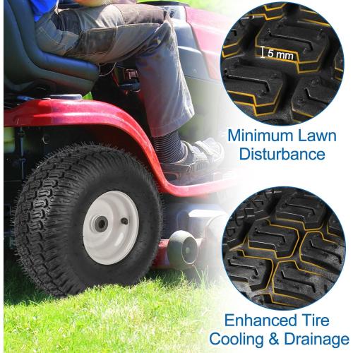 15x6.00-6nhs Lawn Mower Front Tire 4 Ply Tubeless 15x6x6 Lawn Mower 570 Lbs Tire and Wheel with 3/4 Bushing and 12 Spacers, Replacement for Garden Lawn Tractor Riding Lawn Mower, 2 Pack