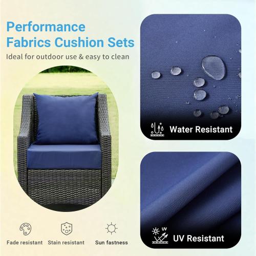 Outdoor Cushions for Patio Furniture,Outdoor Seat Cushion Set 24 x 24 x 5.75 Inch,Waterproof & Fade Resistant Outdoor Chair Cushions,Deep Patio Chair Cushion with Removable Cover,Navy Blue
